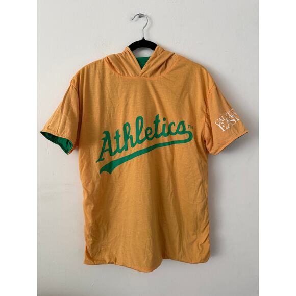 RARE Oakland Athletics Green/Gld Unisex Baseball Reversible ShortSleeve Hoodie-M - Picture 6 of 7